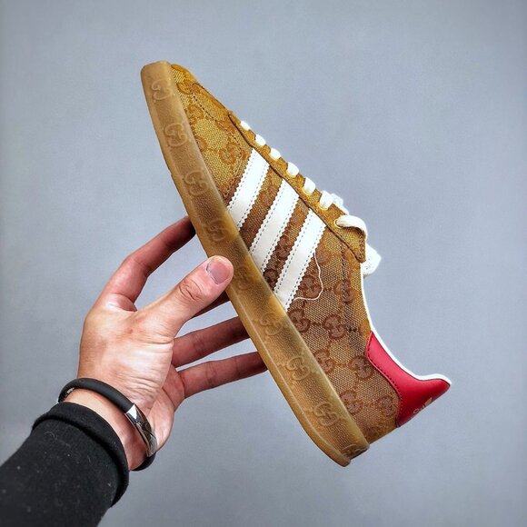 Adidas x Gucci Gazelle Sneaker Tan Monogram Wom - Picture 4 of 10